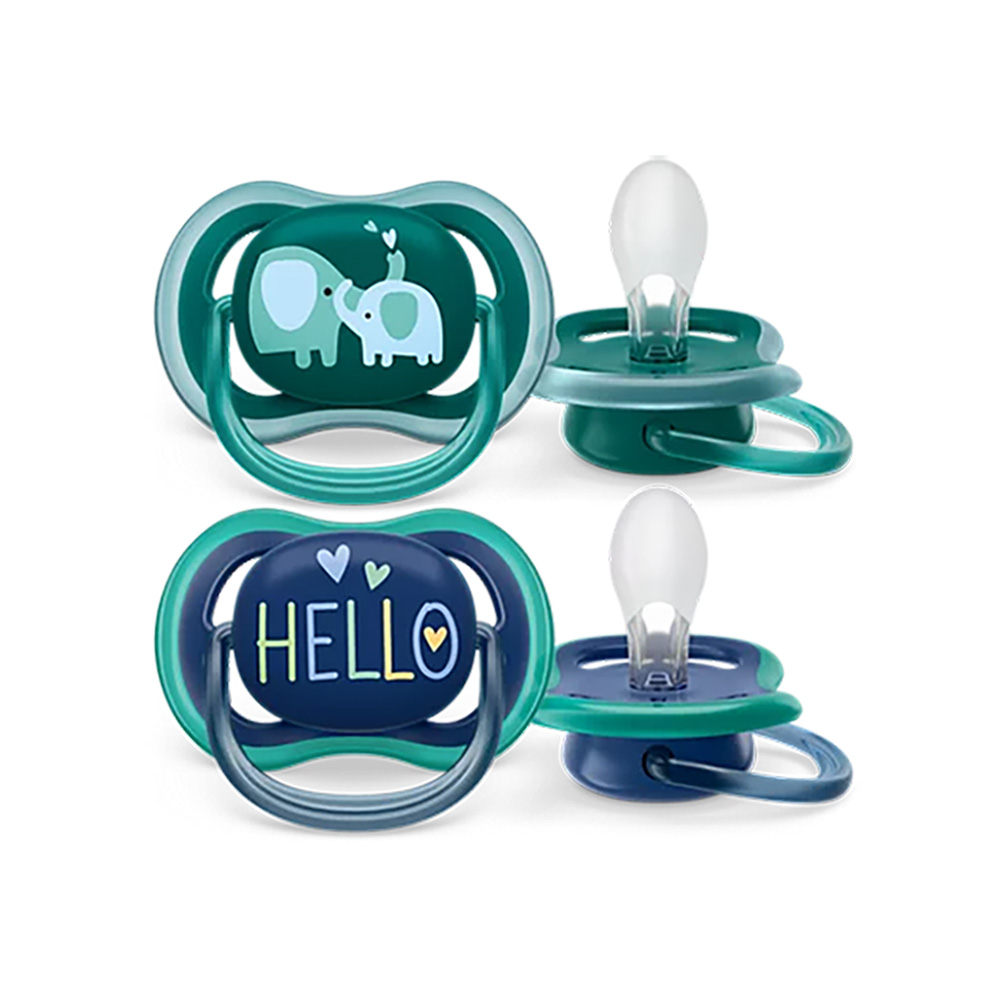 AVENT - ULTRA AIR Πιπίλα Σιλικόνης 18m+ (ελέφαντας - hello) - 2τεμ. SCF349/18